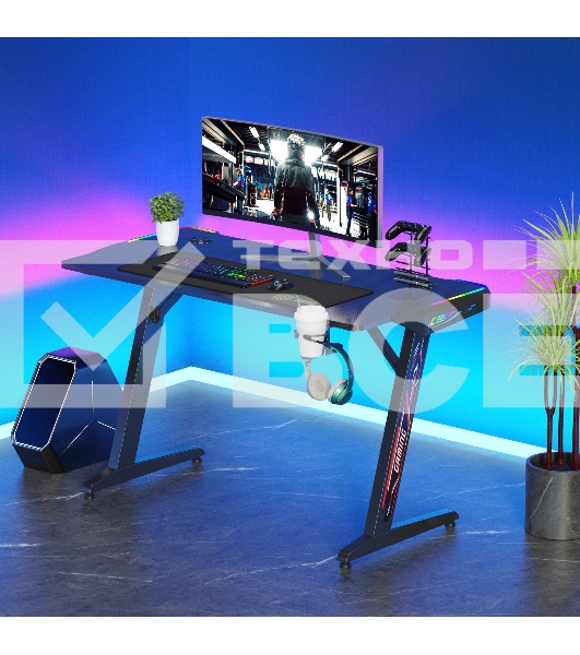 Стол игровой Cactus CS-GTZ-BK-RGB столешница ДСП, черный каркас черный