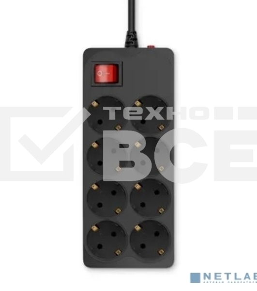 Сетевой фильтр Buro 800SH-5-B 5м (8 розеток) черный (коробка)