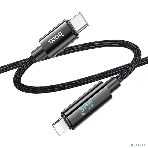 Кабель USB2.0 Hoco Type-C/Lightning, 2.4А, с дисплеем, U125, 1.2м, черный, коробка, фото5