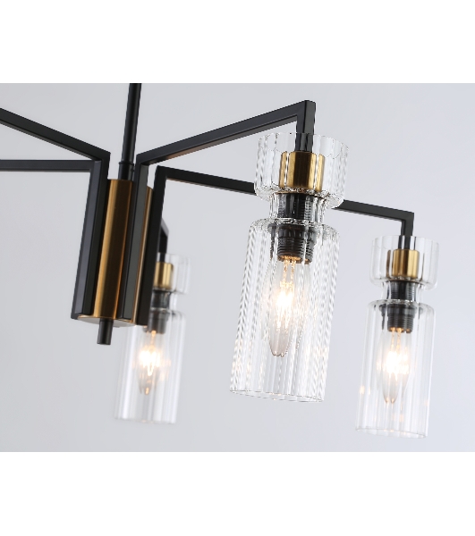 Люстра Ambrella light LH56113/5 BK/BS/CL черный/латунь/прозрачный E14*5 max 40W D605*350