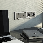 Розетка с заземлением, шторками и USB тип A+C  (графит матовый), фото3