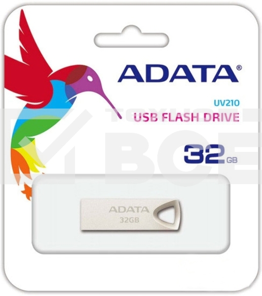 Флеш диск 32GB USB Drive ADATA USB 2.0 UV210 золотой мет. AUV210-32G-RGD