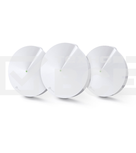 Маршрутизатор TP-Link TP-Link DECO M5(3-PACK) AC1300 Домашняя Wi-Fi система, чипсет Qualcomm, два диапазона (Dual-Band), поддержка стандартов 802.11ac/a/b/g/n, 717 МГц четырехъядерный процессор, Bluetooth 4.2, 2 гигабитных порта Ethernet, 1 порт USB Type-