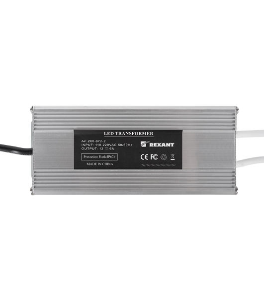 Источник питания 110-220 V AC/12 V DC 6 А 72 W с проводами влагозащищенный (IP67)