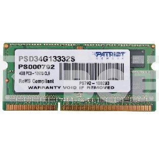 Оперативная память Patriot, DDR3, 4GB (1x4 GB), 1333 MHz, CL9, SO-DIMM