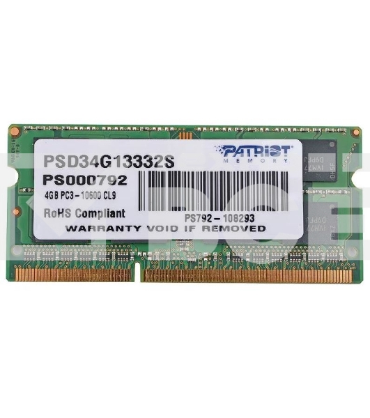 Оперативная память Patriot, DDR3, 4GB (1x4 GB), 1333 MHz, CL9, SO-DIMM