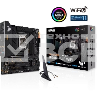 Материнская плата ASUS TUF GAMING B660M-PLUS WIFI, LGA 1700, Intel B660, 4xDDR5, 4xSATA, 2xM.2, 1xPCIe 5.0 x16, 1xPCIe 3.0 x4, 1xPCIe x1, 1xDP, 1xHDMI, 1x 2.5Gb LAN, 4xUSB-A 3.2 Gen 2, 1xUSB-A 3.2 Gen 1, 2xUSB 2.0, 1xUSB-C 3.2 Gen 2x2, 5x3.5 мм, 7.1, mATX