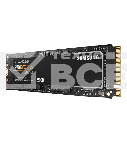 Накопитель SSD Samsung 970 EVO Plus MZ-V7S250BW, 250Gb, PCIe 3.0 x4, M.2 2280, NVMe, R/W 3500/2300