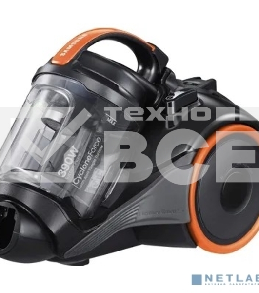 Пылесос Samsung VC15K4136VL/EV черный/оранжевый, 390/1500 Вт, уборка сухая, пылесборник контейнер 1.3 л