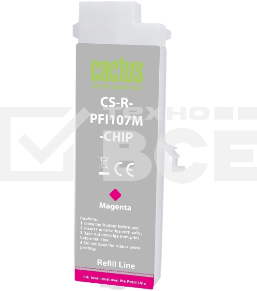 Картридж перезаправляемый струйный Cactus CS-R-PFI107M-CHIP пурпурный для Canon imageProGRAF iPF670/680/685/770/780/785