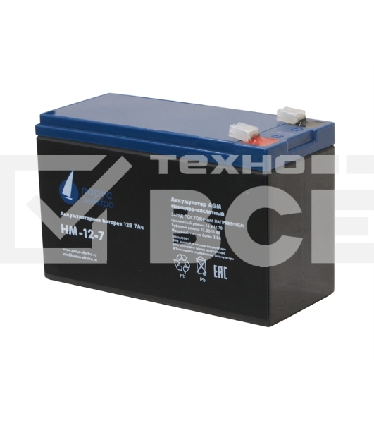 Батарея для ИБП Парус-электро HM-12-7 (AGM/12В/7,2А·ч/клемма F2)