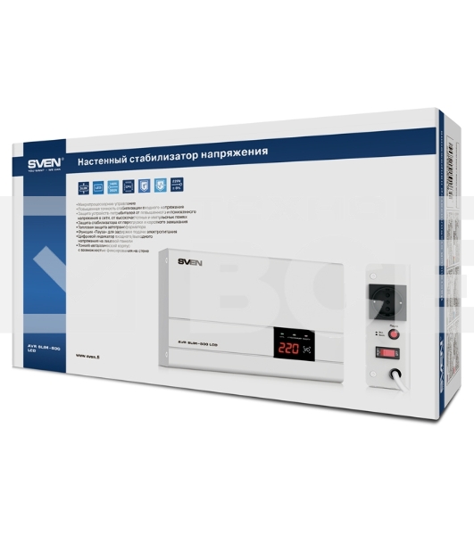 Сетевой фильтр SVEN (Стабилизатор напряжения) AVR SLIM-500 LCD