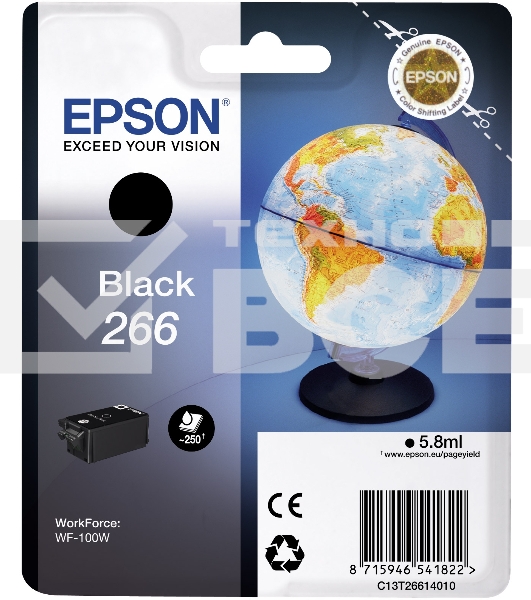 Картридж струйный Epson T266 (C13T26614010) черный (250 стр) для WF-100