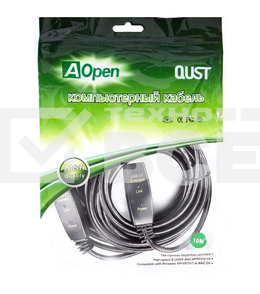 Кабель-адаптер USB3.0-repeater Aopen, удлинительный активный <Am-->Af> 10м