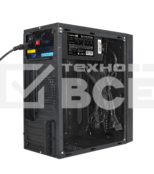 Компьютерный корпус Minitower ExeGate mEVO-9301-EVO800 (mATX, БП EVO800RGB с вент. 12см, с окном, 2*USB+1*USB3.0, HD аудио, черный, с RGB подсветкой)
