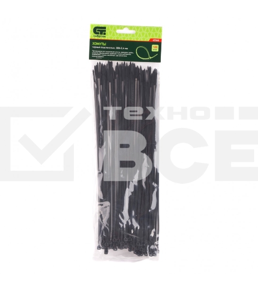 Хомуты Сибртех, 300x3,6 мм,пластмассовые,черные,100 шт.