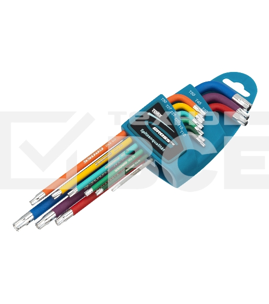 Набор ключей GROSS 16402имбусовых torx-tt 9шт: t10-t50 магнит s2 экстра-длин. хром/краска 9шт.