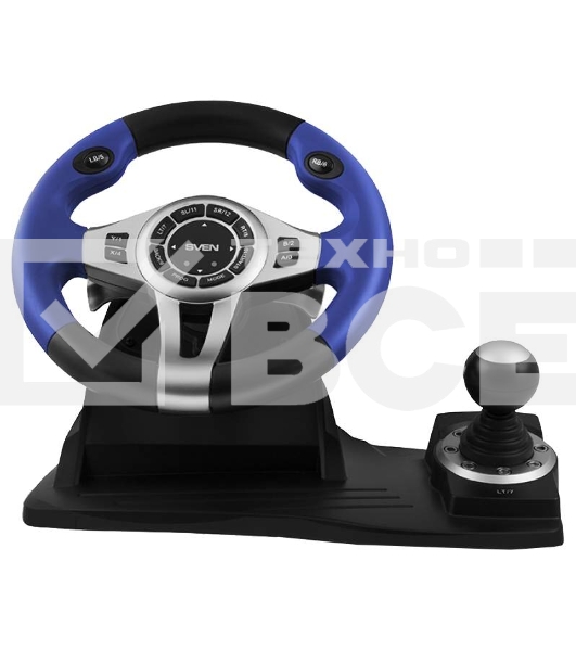 Руль чёрный Sven GC-W600 (виброотдача, педали, джойстик, 12 кн., USB)