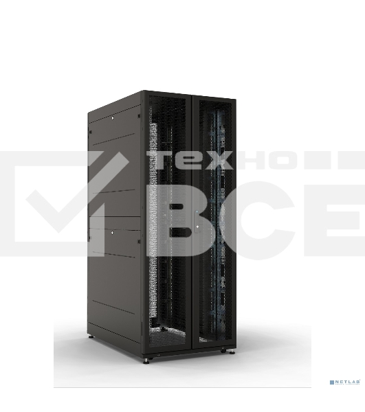 Шкаф серверный ПРОФ напольный 42U (800x1000) дверь перфор., задние двойные перфор., черный, в сборе