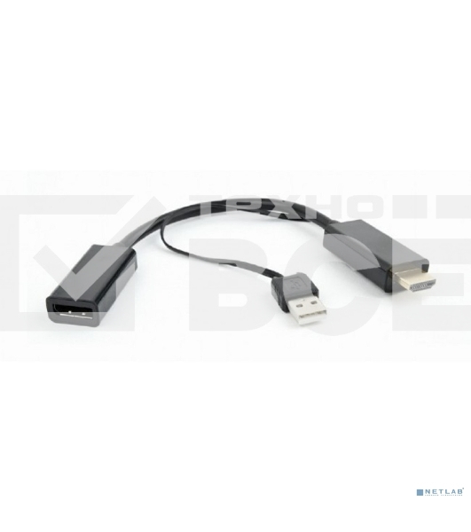 Конвертер HDMI->DisplayPort, Cablexpert DSC-HDMI-DP, HD19M+USBxHD20F, черный