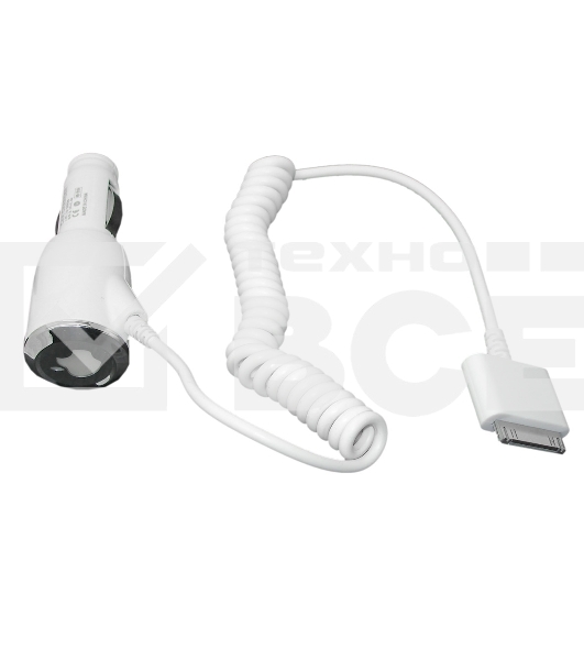 Автомобильная зарядка для Apple iPhone4s,  iPhone4 (5V, 1A) белый