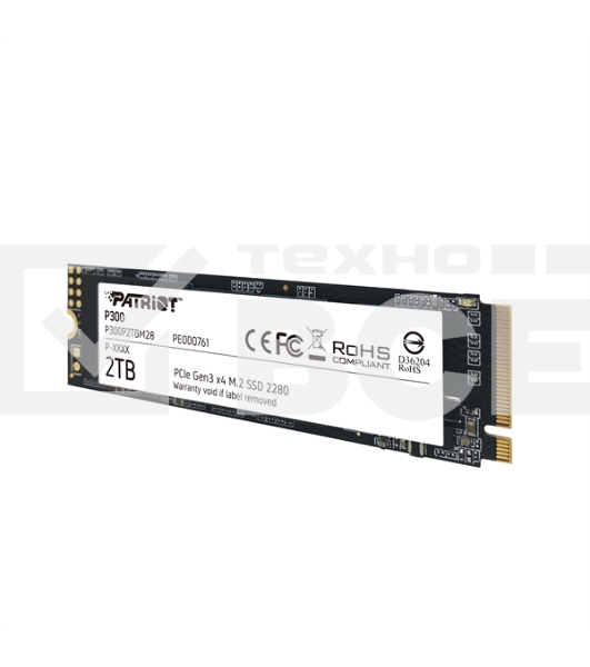 Накопитель SSD Patriot P300, 2TB, PCIe 3.0 x4, M.2 2280, NVMe, R/W 2100/1650
