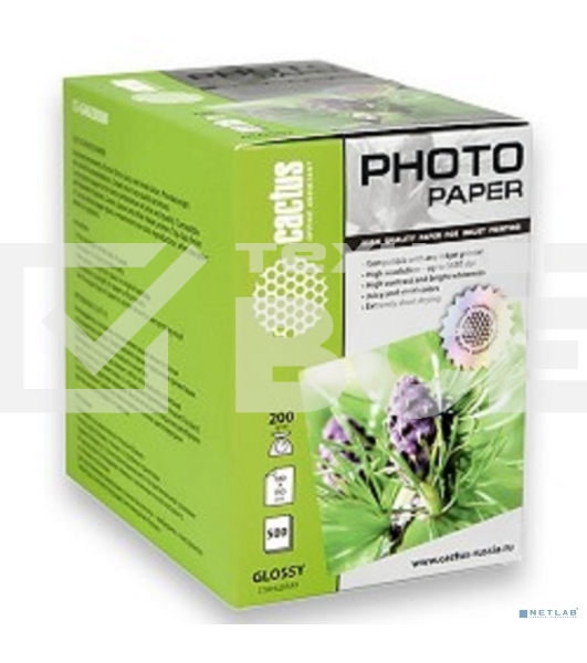 Фотобумага Cactus CS-GA6200500 глянцевая A6 200 г/м2 500 листов.