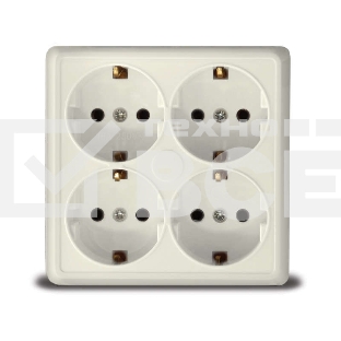 Розетка 4-м ОП Олимп с заземл. квадрат беж. UNIVersal 1171