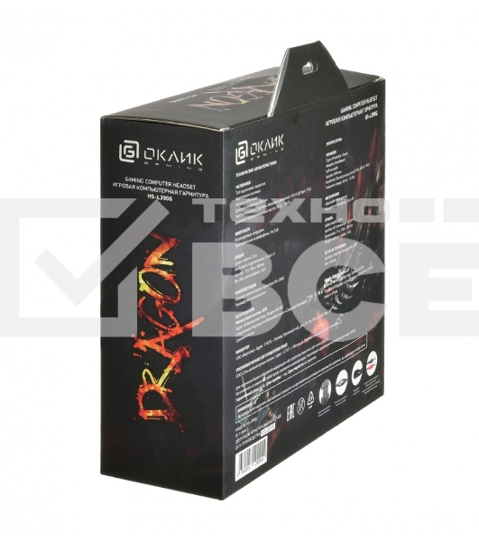 Гарнитура Oklick HS-L390G DRAGON black/red 1.8m (JD-728S)