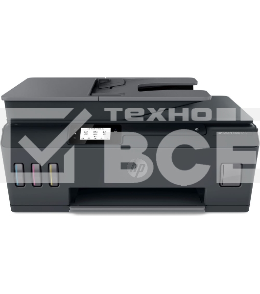 МФУ струйный HP Smart Tank 615 AiO (Y0F71A), A4, цветной, печ. до 22 стр/мин. (ч/б) до 16 стр/мин. (цвет), скан. до 5 стр/мин. (ч/б) 3 стр/мин. (цвет), 1200 x 1200 dpi (ч/б печать, скан.) 1200 x 4800 dpi (печать цвет), USB, Wi-Fi, BlueTooth, Air Print, Mo