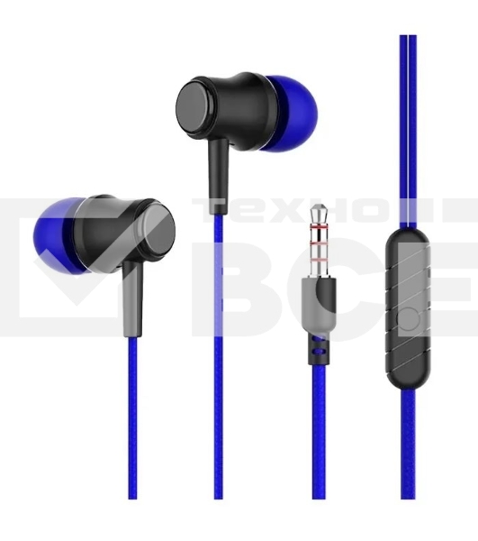 Наушники вакуумные AUX разъем с МК без рег.громкости длина 1.2м More Choice G36 (Dark Blue)