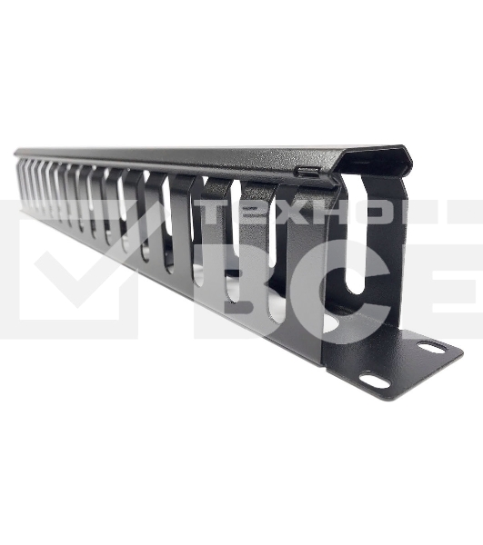 Организатор комм. шнуров Hyperline CM, 19', 1HU, 44х482,5х67 мм (ВхШхГ), с крышкой , цвет: черный