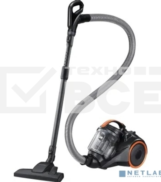 Пылесос Samsung VC15K4136VL/EV черный/оранжевый, 390/1500 Вт, уборка сухая, пылесборник контейнер 1.3 л
