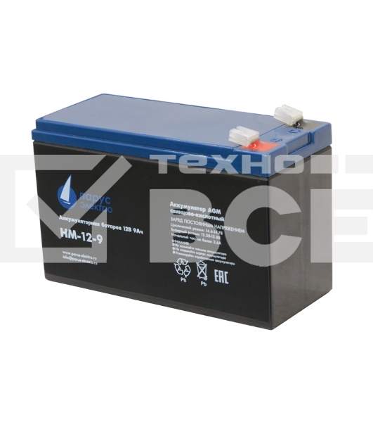 Батарея для ИБП Парус-электро HM-12-9 (AGM/12В/9,0А·ч/клемма F2)
