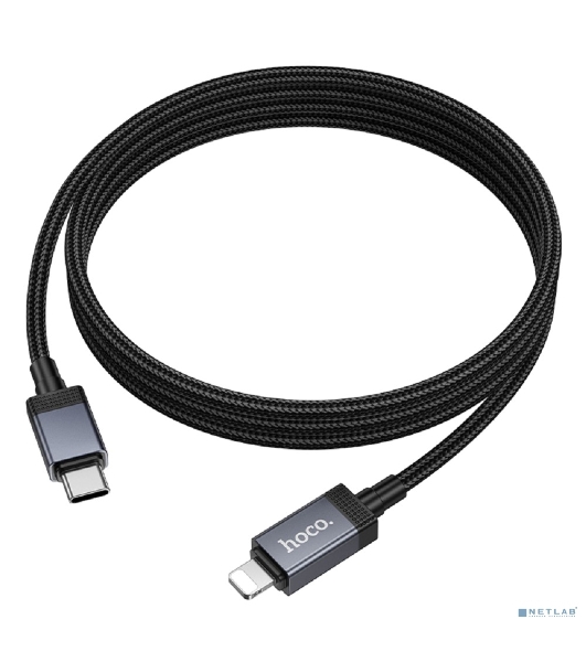 Кабель USB2.0 Hoco Type-C/Lightning, 2.4А, 27Вт,с дисплеем, X118, 1м, черный, коробка