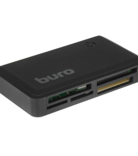 Кард-ридер Buro BU-CR-201/черный/MMC/MS/RS-MMC/SD/SDHC/USB 2.0/пластик