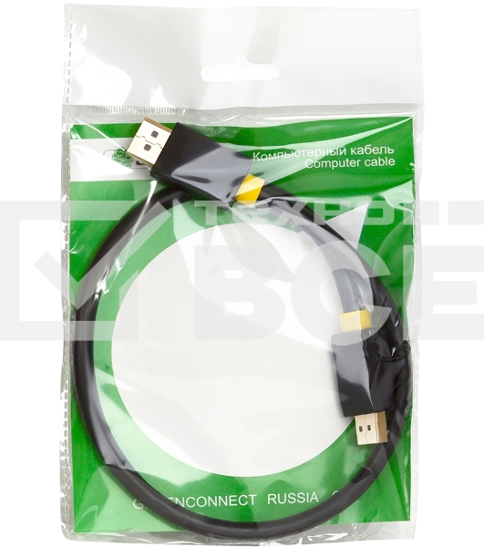 Кабель Greenconnect 5.0m DisplayPort v1.2, 20M/20M, черный, 28/28 AWG GreenconnectКабель 5.0m DisplayPort v1.2, 20M/20M, черный, 28/28 AWG