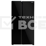 Холодильник Hyundai CS5003F черное стекло двухкамерный Side by Side 331/165л морозилка сбоку, фото 1
