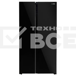 Холодильник Hyundai CS5003F черное стекло двухкамерный Side by Side 331/165л морозилка сбоку