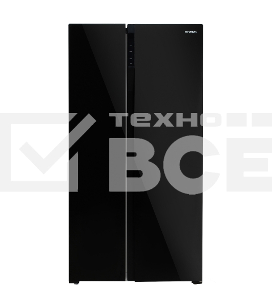 Холодильник Hyundai CS5003F черное стекло двухкамерный Side by Side 331/165л морозилка сбоку