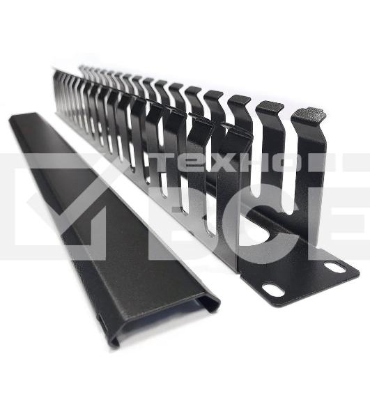 Организатор комм. шнуров Hyperline CM, 19', 1HU, 44х482,5х67 мм (ВхШхГ), с крышкой , цвет: черный