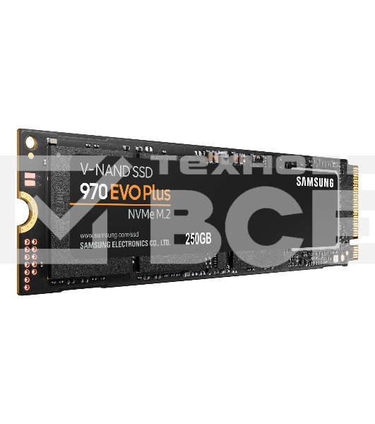 Накопитель SSD Samsung 970 EVO Plus MZ-V7S250BW, 250Gb, PCIe 3.0 x4, M.2 2280, NVMe, R/W 3500/2300