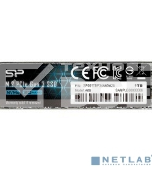 Накопитель SSD Silicon Power P34A60, 1Tb, PCIe 3.0 x4, M.2 2280, NVMe, R/W 2200/1600
