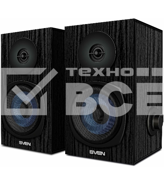 Колонки 2.0 SVEN SPS-576 чёрные (2x4W, Bluetooth, дерево)