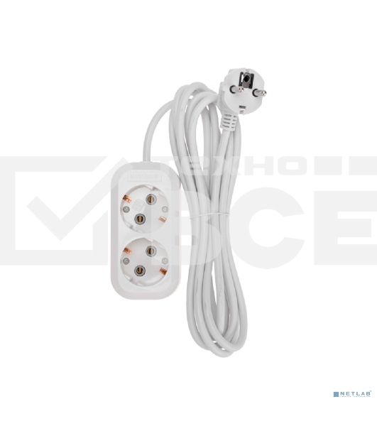 Удлинитель PROconnect 2 гнезда, 3 м, 3х0,75 мм², с/з, белый