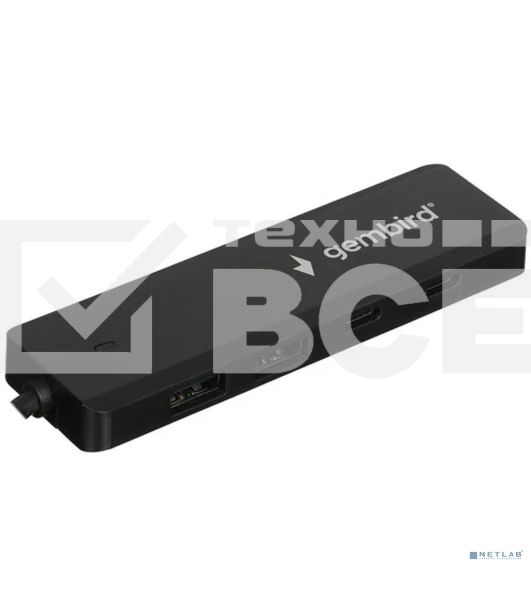 Разветвитель USB3.1 Gembird UHB-C415, 2хUSB, 2хType-C, с доп.питанием (порт Type-C), кабель USB 19см