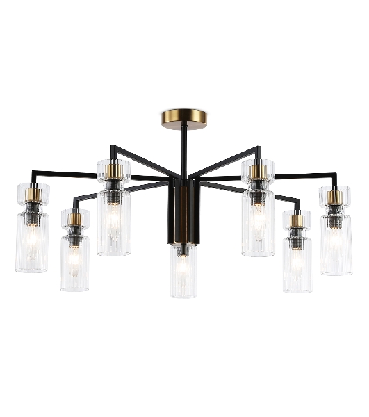 Люстра Ambrella light LH56115/7 BK/BS/CL черный/латунь/прозрачный E14*7 max 40W D705*350