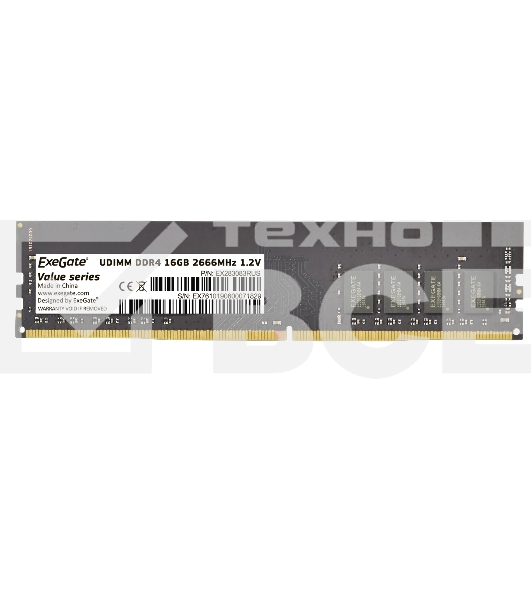 Оперативная память Exegate, DDR4, 16GB (1x16 GB), 2666 MHz, CL19, DIMM, OEM