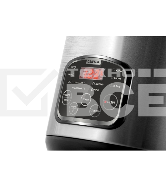 Мультиварка Centek CT-1490 (сталь)скороварка,1000Вт; 5.0л, 8 программ, ненагр крышка, а/п покр(4)