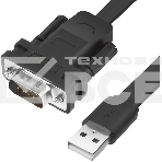 Переходник Greenconnect Конвертер-переходник 0.5m плоский, черный, позолоченные коннекторы, 28/26 AWG, USB 2.0 AM/DB9 RS-232 PRO, чипсет PL2303RA (GCR-UOC5M-BCG-0.5m), фото 1